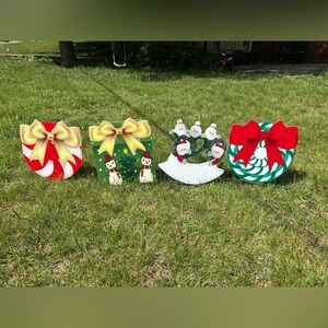 Christmas Outdoor Yard Signs with Stakes,4 signs, Christmas Decorations Holiday
